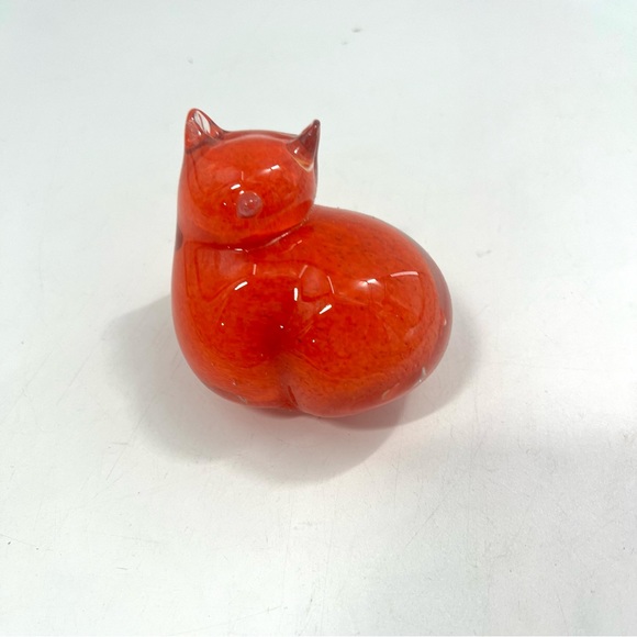 West Elm Other - WEST ELM Art Glass Orange Cat Paperweight Figurine